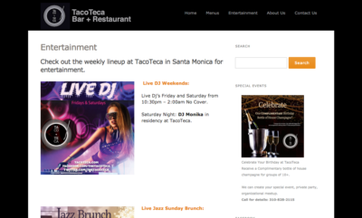 Restaurant Website Design JAGmedia, Santa Monica